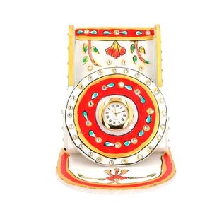 Marble Clock Phone Holder - Red and Gold